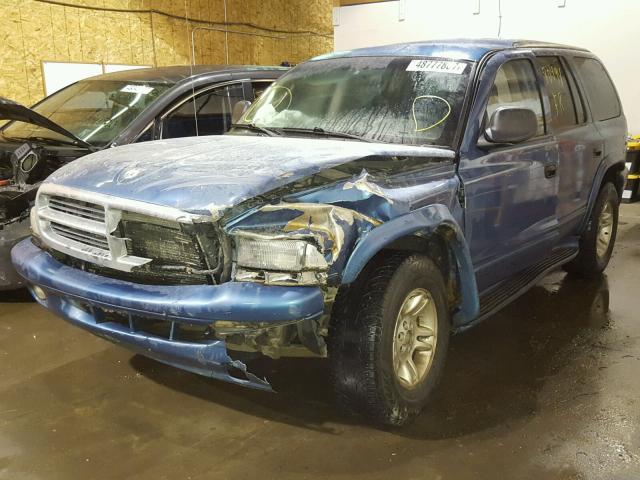 1B4HS48N42F113435 - 2002 DODGE DURANGO SL BLUE photo 2