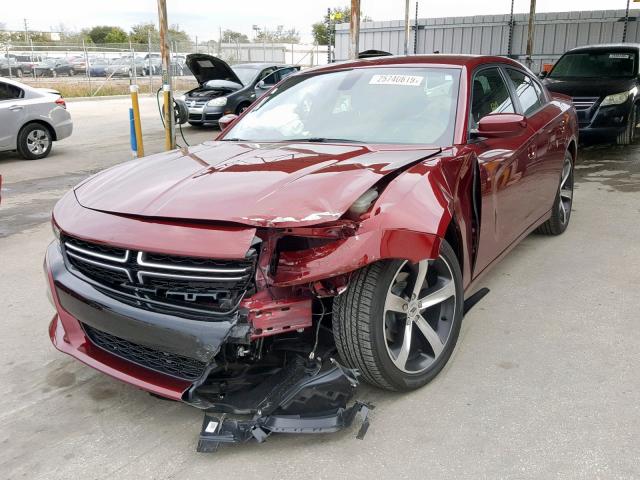 2C3CDXHG4HH599220 - 2017 DODGE CHARGER SX MAROON photo 2