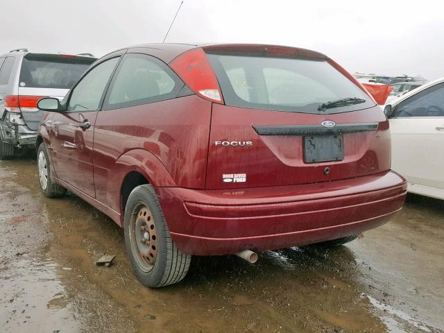 1FAFP31N47W204136 - 2007 FORD FOCUS ZX3 BURGUNDY photo 3