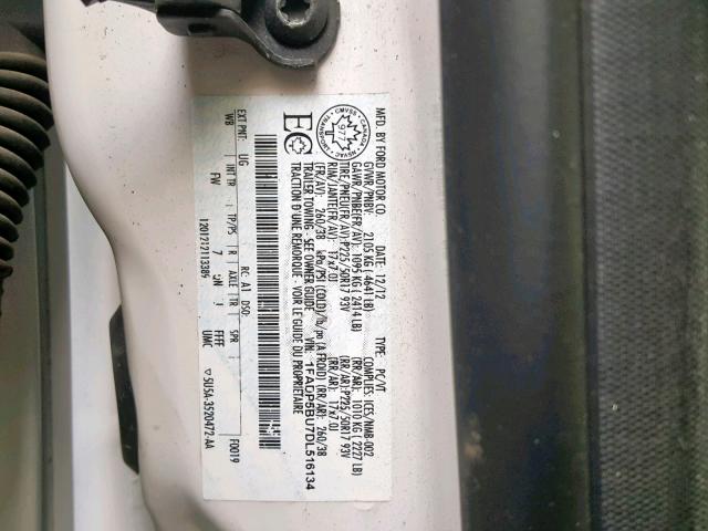 1FADP5BU7DL516134 - 2013 FORD C-MAX SEL WHITE photo 10