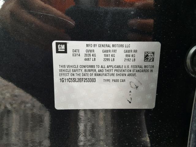 1G11C5SL2EF253303 - 2014 CHEVROLET MALIBU 1LT 石墨色 照片 10