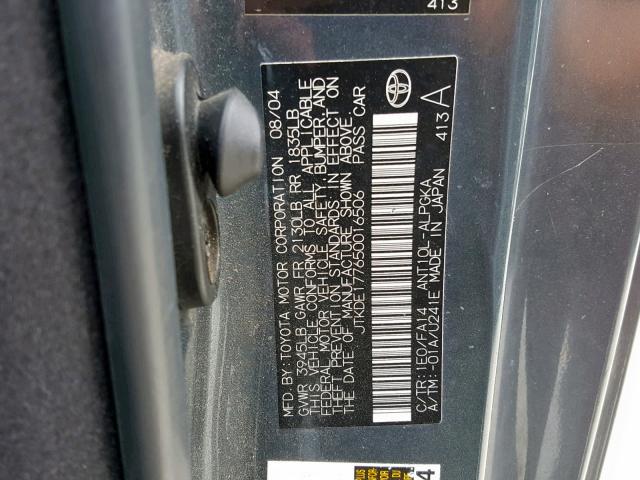 JTKDE177650016506 - 2005 TOYOTA SCION TC 灰色 照片 10