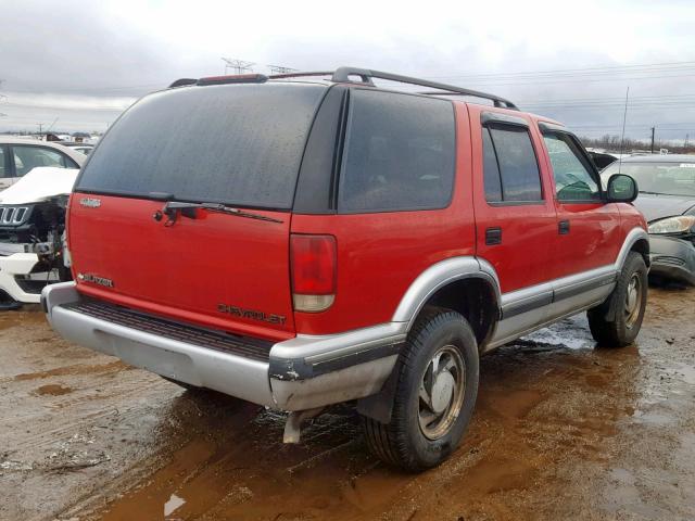 1GNDT13W6V2101156 - 1997 CHEVROLET BLAZER RED photo 4