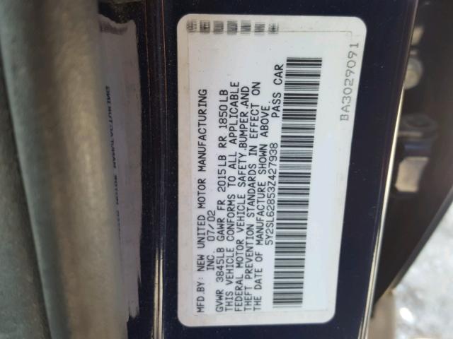 5Y2SL62853Z427938 - 2003 PONTIAC VIBE BLUE photo 10