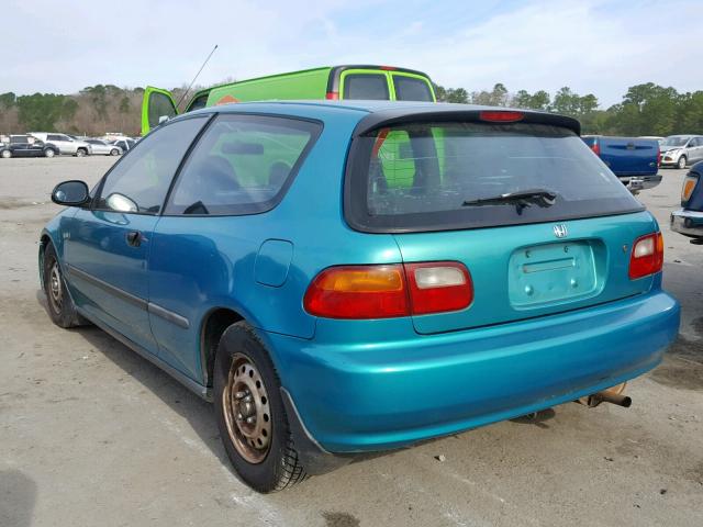 2HGEH2469RH527067 - 1994 HONDA CIVIC DX TURQUOISE photo 3