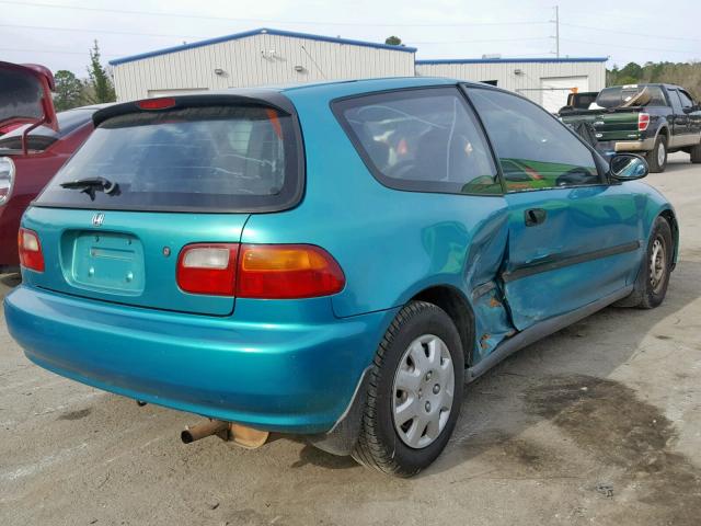 2HGEH2469RH527067 - 1994 HONDA CIVIC DX TURQUOISE photo 4