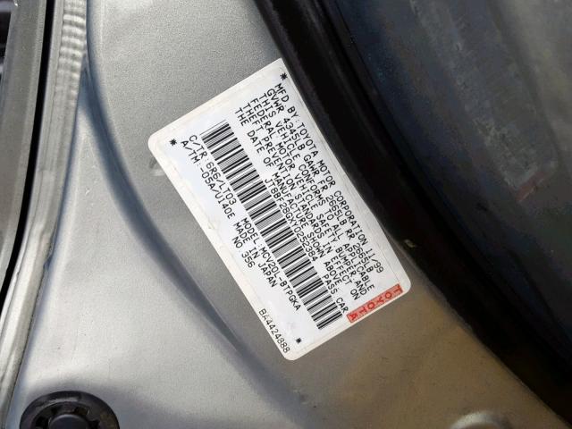 JT8BF28GXY0252384 - 2000 LEXUS ES 300 GRAY photo 10