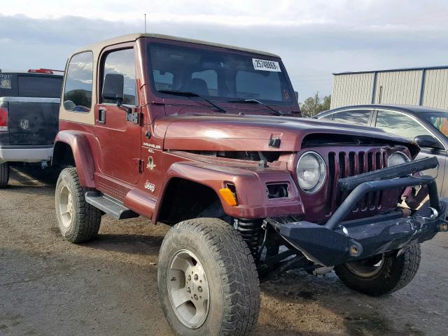 1J4FA59S81P351220 - 2001 JEEP WRANGLER / BURGUNDY photo 1