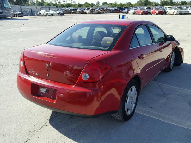 1G2ZF58B674176857 - 2007 PONTIAC G6 VALUE L RED photo 4