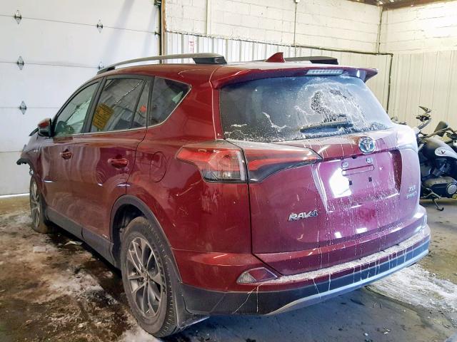 JTMRJREV4JD214285 - 2018 TOYOTA RAV4 HV LE BURGUNDY photo 3