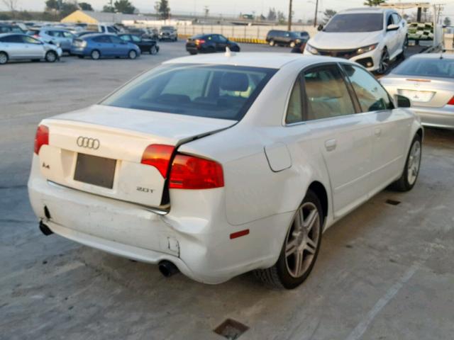 WAUAF78EX8A064139 - 2008 AUDI A4 2.0T WHITE photo 4