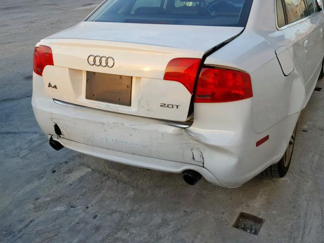 WAUAF78EX8A064139 - 2008 AUDI A4 2.0T WHITE photo 9