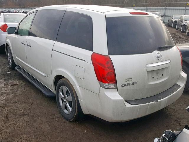 5N1BV28U08N107623 - 2008 NISSAN QUEST S WHITE photo 3