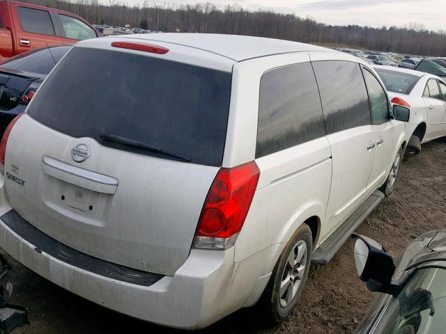 5N1BV28U08N107623 - 2008 NISSAN QUEST S WHITE photo 4