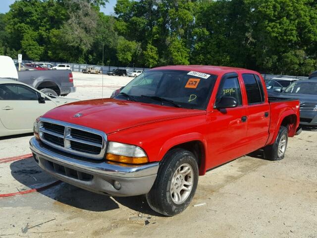 1D7HL48N14S509404 - 2004 DODGE DAKOTA QUA RED photo 2