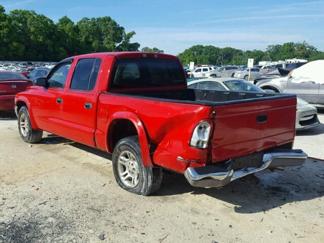 1D7HL48N14S509404 - 2004 DODGE DAKOTA QUA RED photo 3