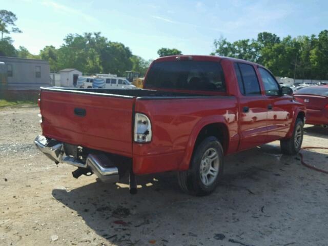 1D7HL48N14S509404 - 2004 DODGE DAKOTA QUA RED photo 4