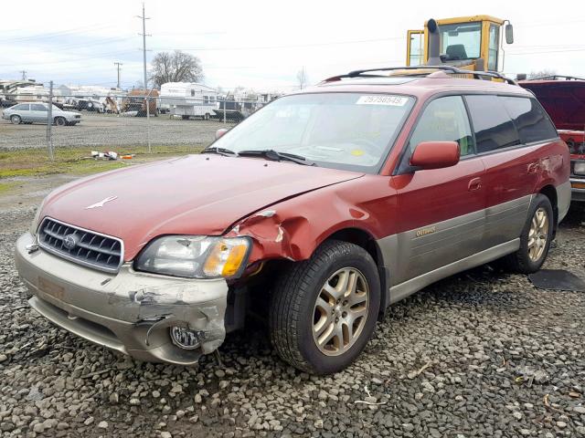 4S3BH686737627593 - 2003 SUBARU LEGACY OUT RED photo 2