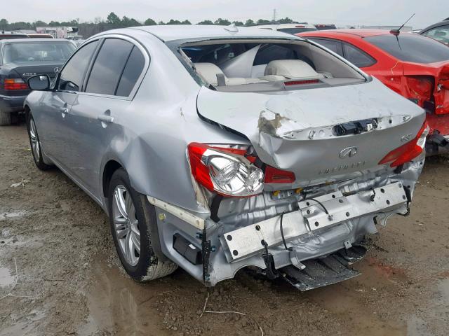 JN1CV6AP3DM726076 - 2013 INFINITI G37 BASE SILVER photo 3