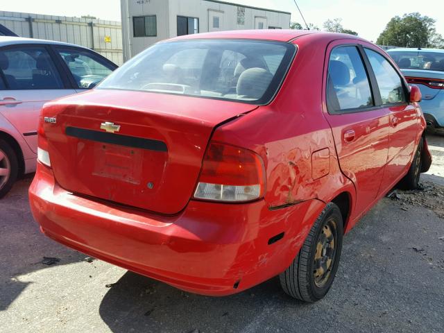 KL1TD52665B496599 - 2005 CHEVROLET AVEO BASE Қызыл фото 4