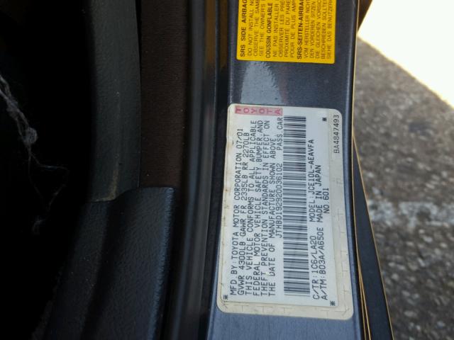 JTHBD192920036102 - 2002 LEXUS IS 300 GRAY photo 10