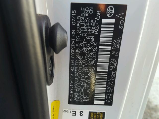 JTKJF5C78GJ015822 - 2016 TOYOTA SCION TC თეთრი ფოტო 10