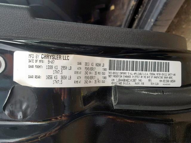 1J8HH48K48C141987 - 2008 JEEP COMMANDER 黑色 照片 10