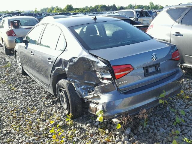 3VW1K7AJ9FM357274 - 2015 VOLKSWAGEN JETTA BASE CHARCOAL photo 3