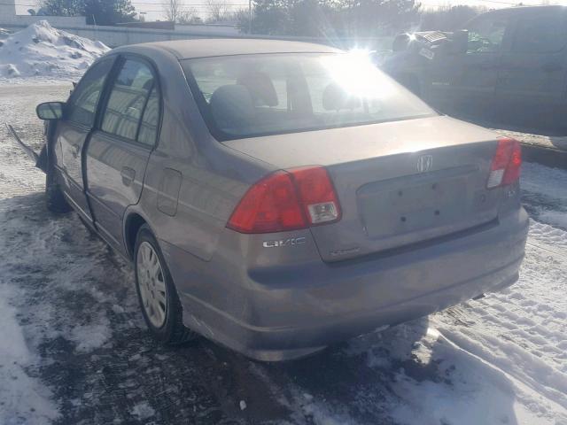 2HGES16515H530930 - 2005 HONDA CIVIC LX GRAY photo 3