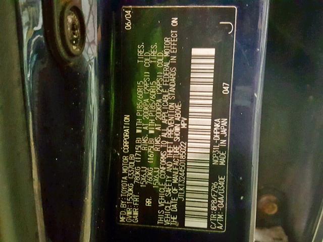 JTLKT324450185022 - 2005 TOYOTA SCION XB Көк фото 10