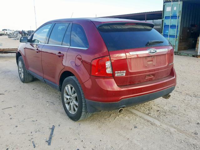 2FMDK3KC8DBB59756 - 2013 FORD EDGE LIMIT RED photo 3