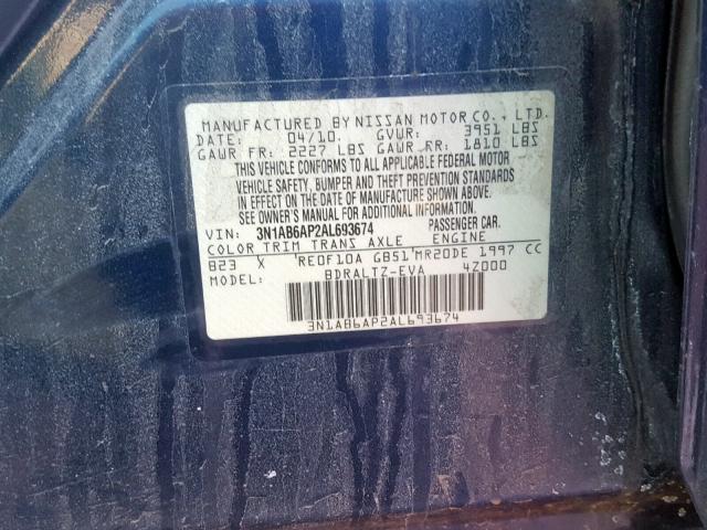 3N1AB6AP2AL693674 - 2010 NISSAN SENTRA 2.0 BLUE photo 10