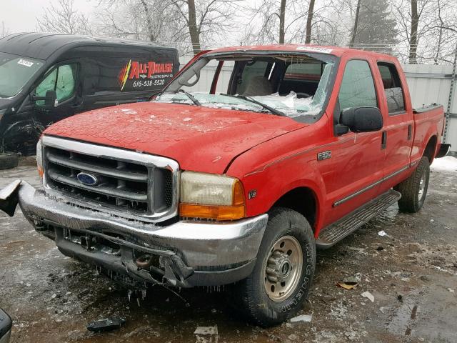 1FTSW31F7XEB67819 - 1999 FORD F350 SRW S RED photo 2