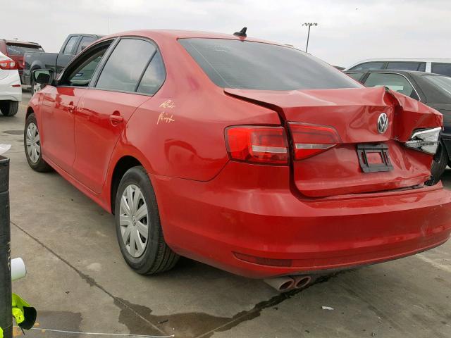 3VW2K7AJ2FM276699 - 2015 VOLKSWAGEN JETTA BASE RED photo 3