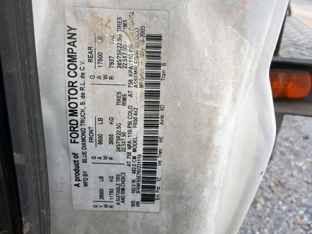 3FRNF65E76V231119 - 2006 FORD F650 SUPER WHITE photo 10