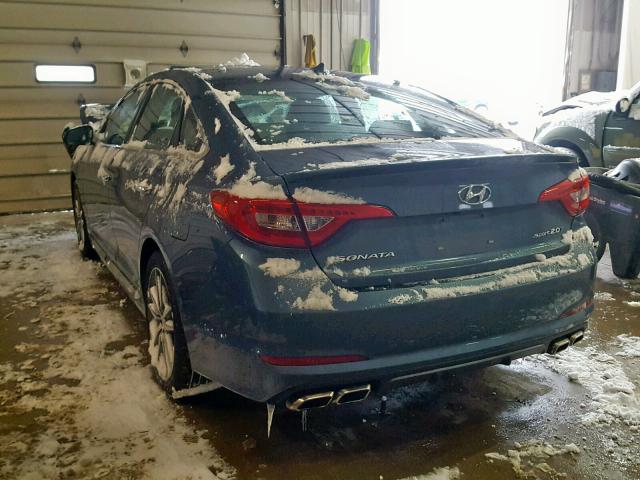 5NPE34AB1FH239962 - 2015 HYUNDAI SONATA SPO BLUE photo 3