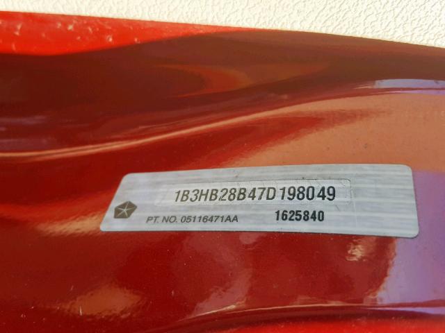 1B3HB28B47D198049 - 2007 DODGE CALIBER RED photo 10