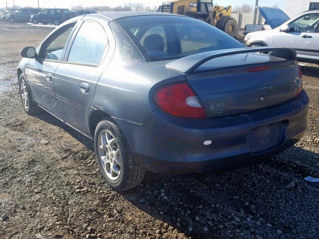 1B3ES56CX2D569224 - 2002 DODGE NEON ES BLUE photo 3