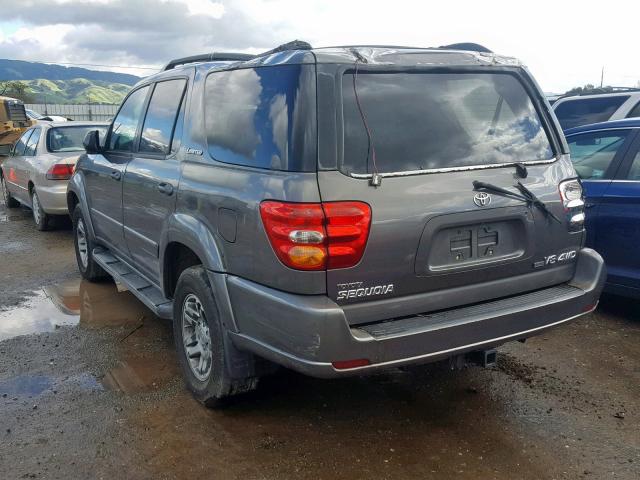 5TDBT48A13S195838 - 2003 TOYOTA SEQUOIA LI GRAY photo 3