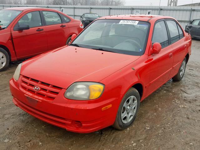 KMHCG45C23U495233 - 2003 HYUNDAI ACCENT GL RED photo 2