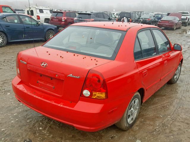 KMHCG45C23U495233 - 2003 HYUNDAI ACCENT GL RED photo 4