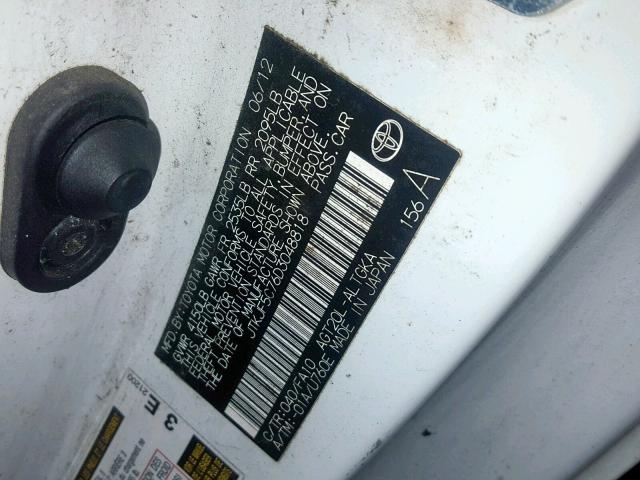 JTKJF5C76D3048818 - 2013 TOYOTA SCION TC 白色 照片 10