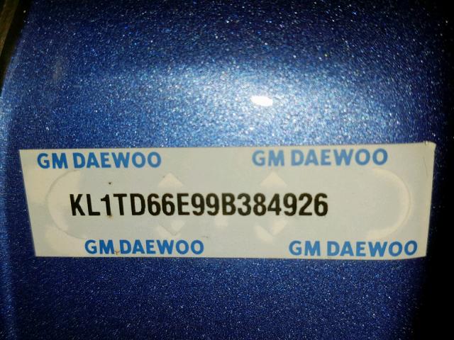 KL1TD66E99B384926 - 2009 CHEVROLET AVEO LS BLUE photo 10