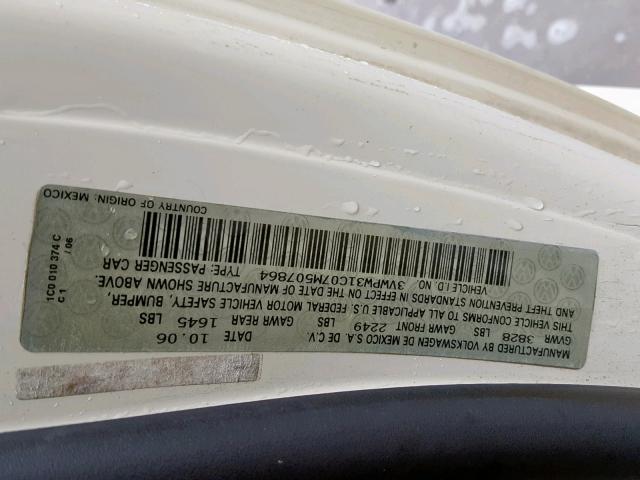 3VWPW31C07M507864 - 2007 VOLKSWAGEN NEW BEETLE Krem foto 10