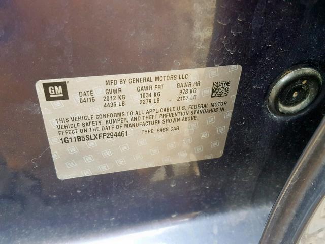 1G11B5SLXFF294461 - 2015 CHEVROLET MALIBU LS BLUE photo 10