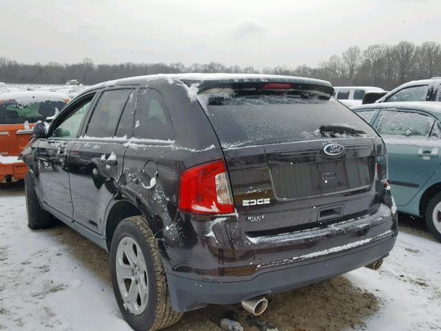 2FMDK3JC2DBC40463 - 2013 FORD EDGE SEL BROWN photo 3