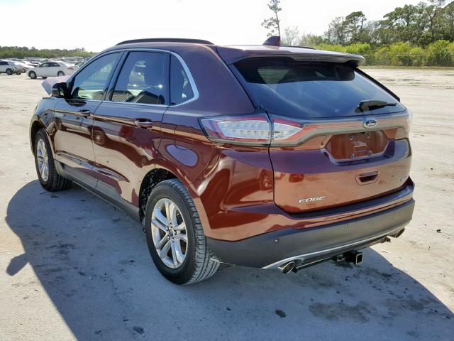 2FMTK3J82FBB89377 - 2015 FORD EDGE SEL ORANGE photo 3