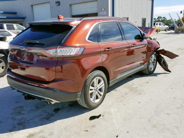 2FMTK3J82FBB89377 - 2015 FORD EDGE SEL ORANGE photo 4