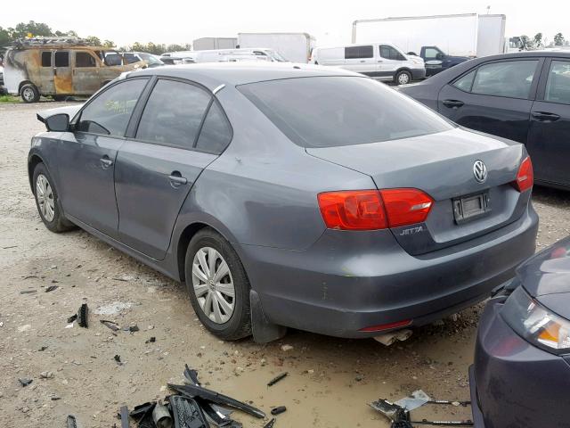 3VW2K7AJ7EM313583 - 2014 VOLKSWAGEN JETTA BASE GRAY photo 3