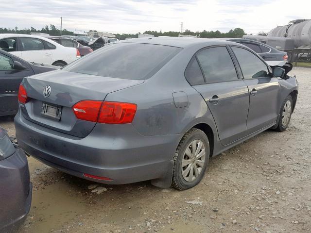 3VW2K7AJ7EM313583 - 2014 VOLKSWAGEN JETTA BASE GRAY photo 4
